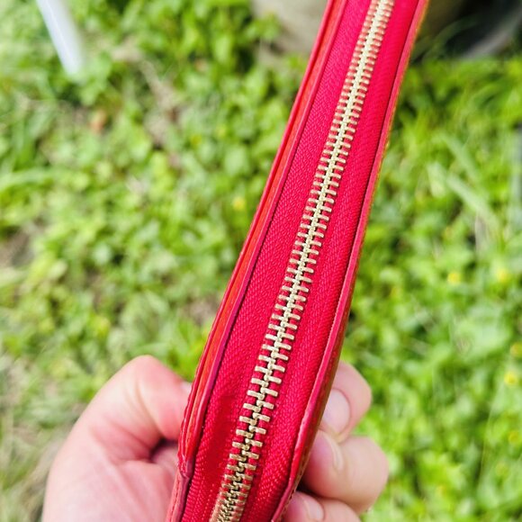 Kate Spade Cedar Street Lacey Patent Leather Red Wallet - Picture 7 of 16